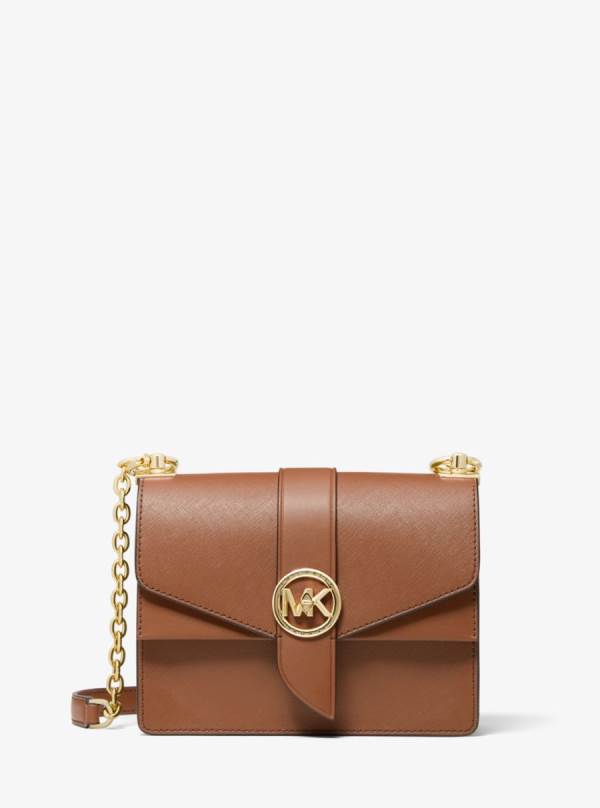Damske Spojková Taška Michael Kors Greenwich Small Saffiano Leather Hnede - Kabelky Michael Kors Lacne | MPFIX-7364